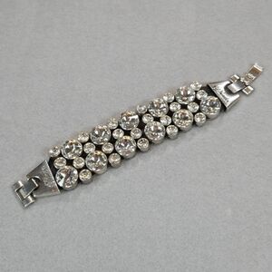 Plunder Rhinestone Statement Bracelet Multi-Row Crystal Cuff Glam Sparkle